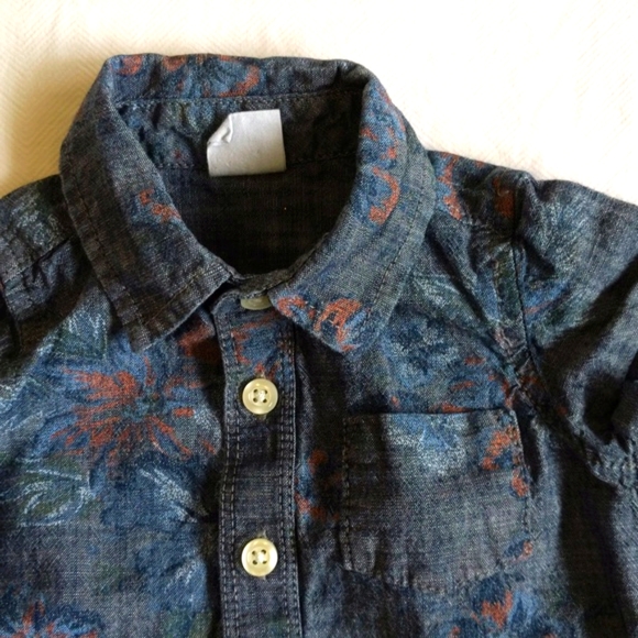 babyGap tropical chambray shirt & linen blend pants 3-6 months baby boy - Picture 4 of 11